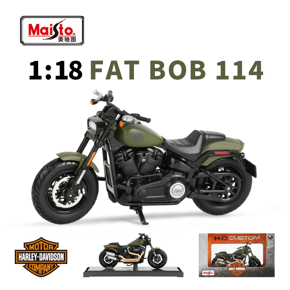 Maisto 1:18 Harley Davidson Fat Bob 114 Druckgussfahrzeuge, Sammlerstücke, Hobbys, Motorradmodell, Spielzeug