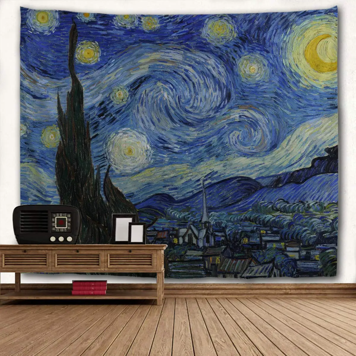 VIKAMA Sternennacht-Wandteppich für Wohnzimmer, Schlafzimmer, Wohnheim, Wandbehang, pflegeleicht, Heimdekoration, Wanddekoration zum Aufhängen Image