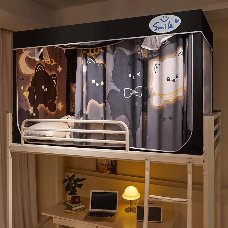 Schlafsaal Anti-Mücken-Verdunkelungs-Moskitonetze, Schattierungs-Bettvorhang mit Halterung, Campus-Bett-Überdachung für untere Etagenbetten, Sichtschutzzelt Image