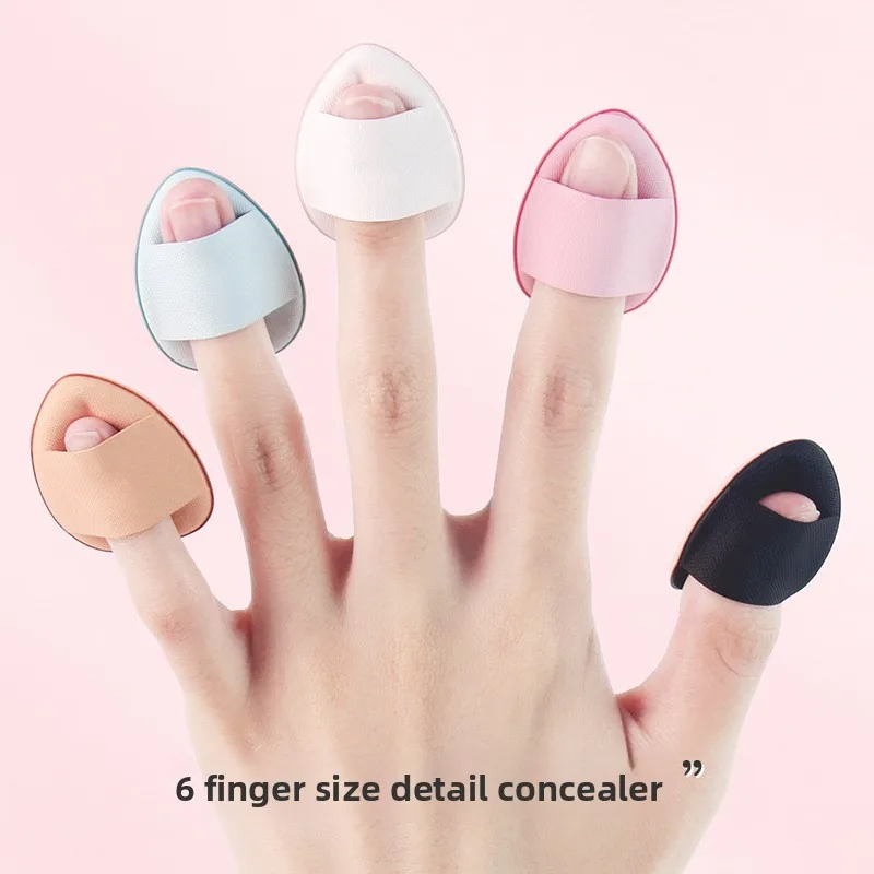6 Stück Mini-Finger-Make-up-Schwamm, Wassertropfenform für BB-Creme, gepolstert kompakt, Concealer. Trockener und nasser Kosmetikmixer mit doppeltem Verwendungszweck. Image