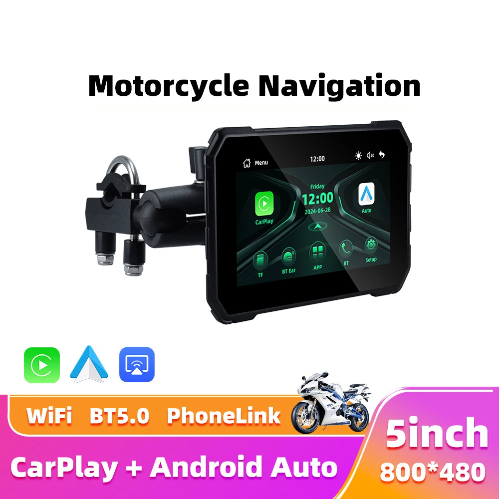 5" Wireless CarPlay Android Auto Motorrad GPS-Navigationsbildschirm für werkseitig verkabeltes CarPlay, nur wasserdicht, staubdicht Image