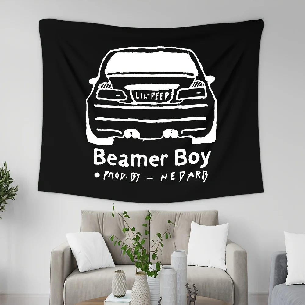 VIKAMA Hip-Hop-Musik-Wandteppich Lil Peep Gedenk-Beamer Boy Design – Wandteppich für Schlafsaal und Schlafzimmer Image