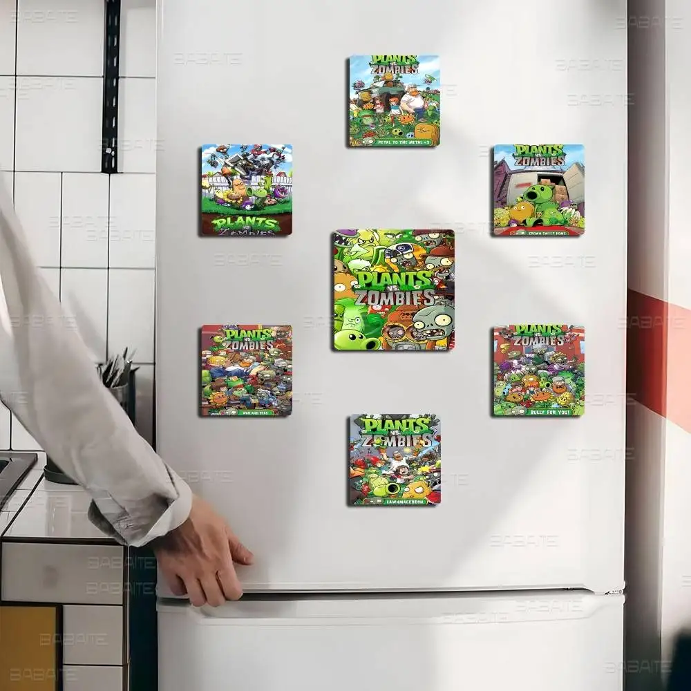 Klassisches Spiel P-Plants Vs Z-Zombies Magnet, personalisierter Kühlschrankmagnet, quadratische Form, Kühlschrank, Kühlschrank, Wand, Türdekoration