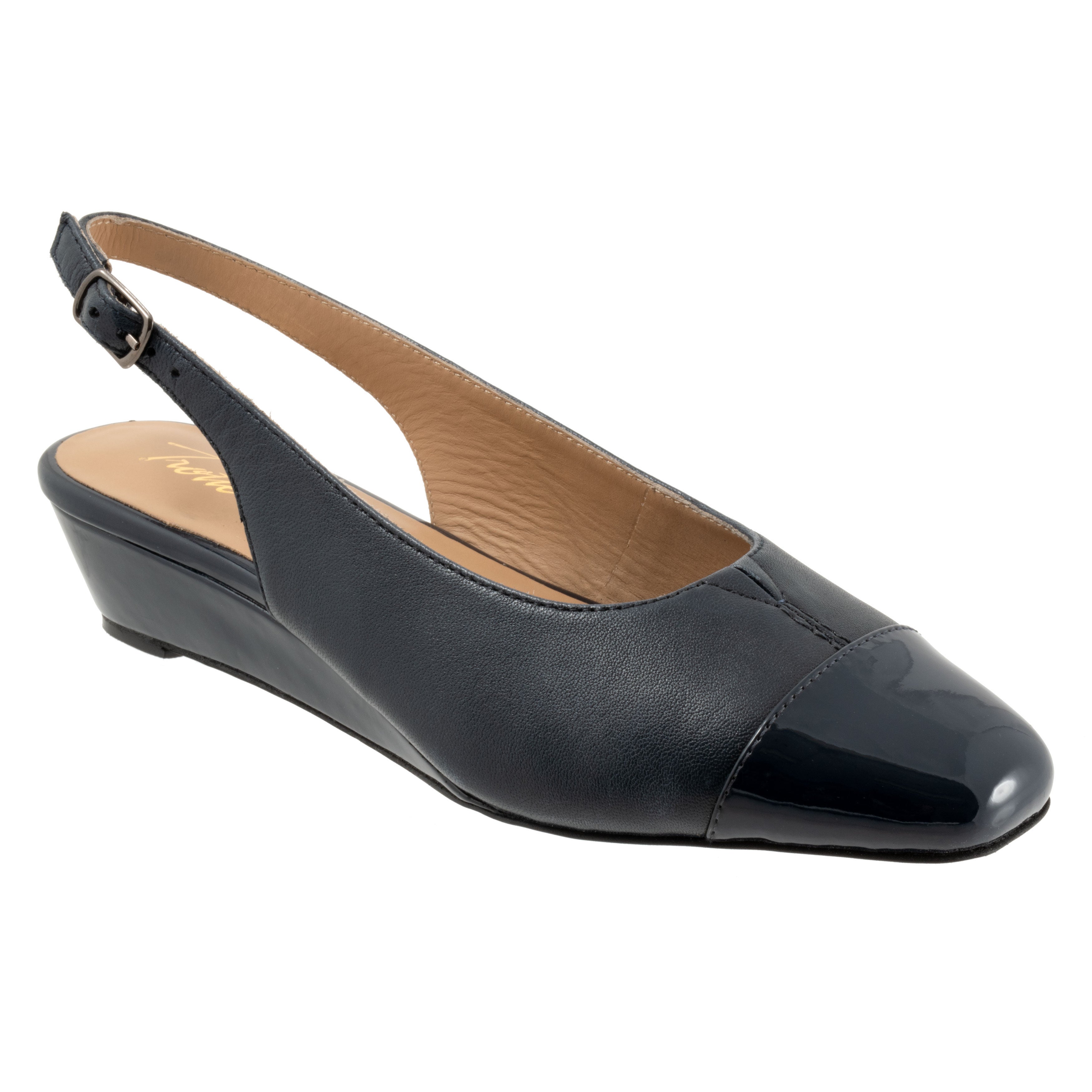 Extra Wide Width Women's Dea Wedge Pump by Trotters in Dark Navy (Size 10 WW)