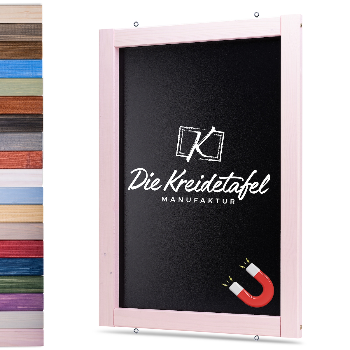 Die Kreidetafel Manufaktur Magnetische Kreidetafel - Magnettafel mit Holzrahmen / Zartrosa 40x60cm Image