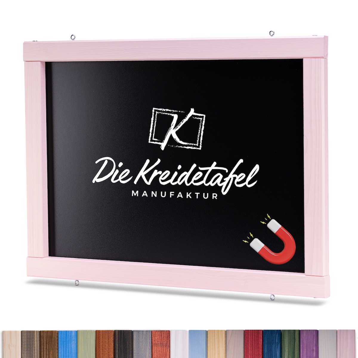 Die Kreidetafel Manufaktur Magnetische Kreidetafel - Magnettafel mit Holzrahmen / Zartrosa 50x30cm Image