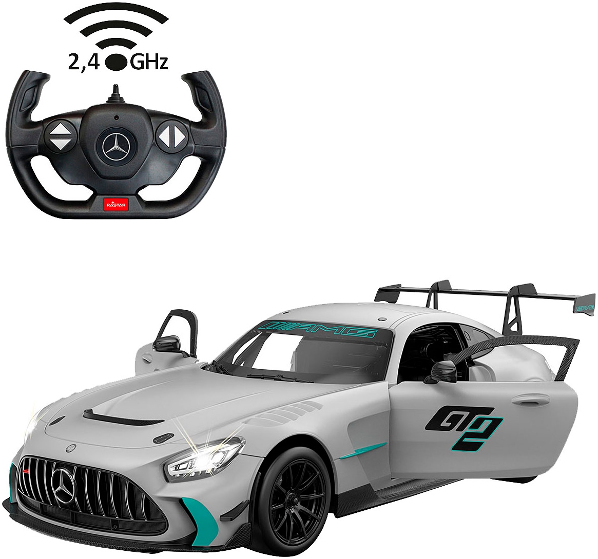 RC-Auto JAMARA "Mercedes-AMG GT2 silber 2,4GHz", grau, Fernlenkfahrzeuge, KinderB:14,8cm H:10cm T:33,4cm, Kunststoff, LED-Licht; Maßstab 1:14, B:14,8cm H:10cm T:33,4cm