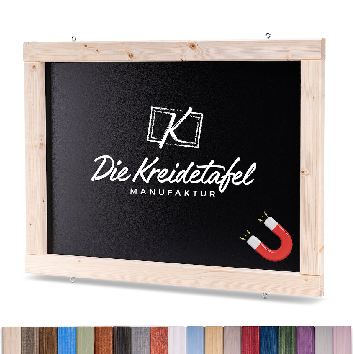 Die Kreidetafel Manufaktur Magnetische Kreidetafel - Magnettafel mit Holzrahmen / Kiefer 140x60cm Image