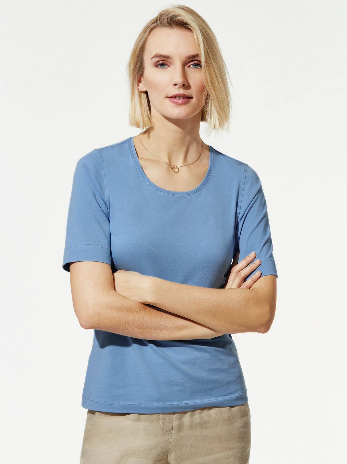Baumwoll-Basic-Shirt Halbarm Image
