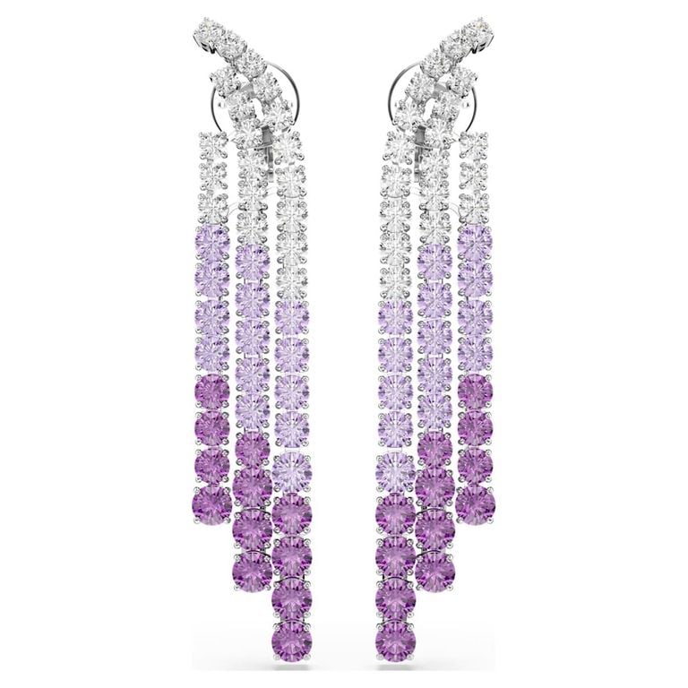 Matrix Clip Earrings - Purple - Swarovski Earrings