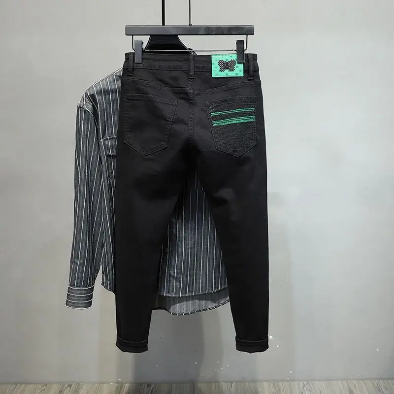 Luxus Marke Männer Jeans männer Schwarz Slim Fit Casual Denim Jeans für Frühling und Herbst Designer Freund Streetwear Dünne Jeans