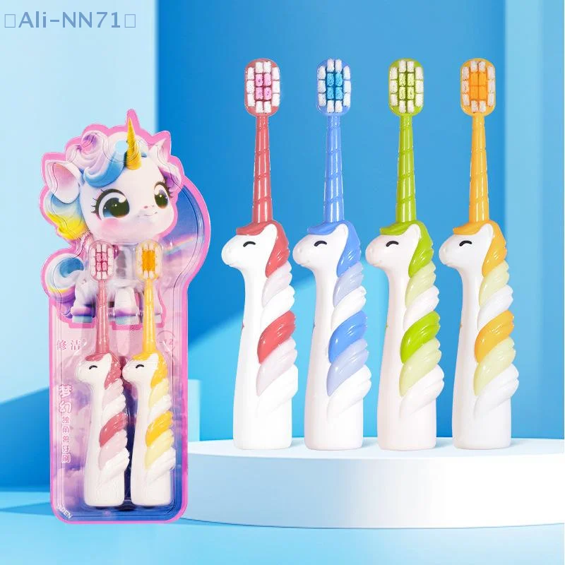 【NN71] 2 Stück Cartoon-Kinderzahnbürste für 3–12 Jahre alte Babys, weiche Borsten-Babyzahnbürste mit rutschfestem Griff, sicher für Kleinkinder Image