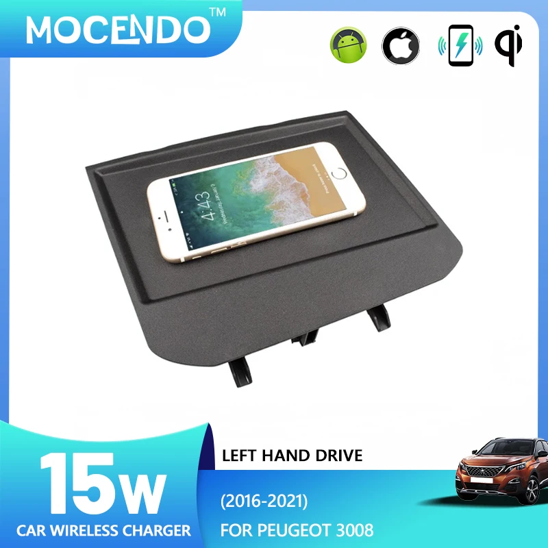 15 W QI Wireless Für Peugeot 3008 4008 2016-2021 Ladegerät Auto Center Konsole Telefon Schnelle Lade Pad Matte auto zubehör werkzeuge Image