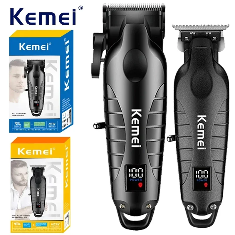 Kemei 2290 2293 Professioneller Akku-Haarschneider für Männer, Friseur-Fade-Clipper und Zero Gapped Trimmer-Set, elektrisches Haarschneide-Set Image