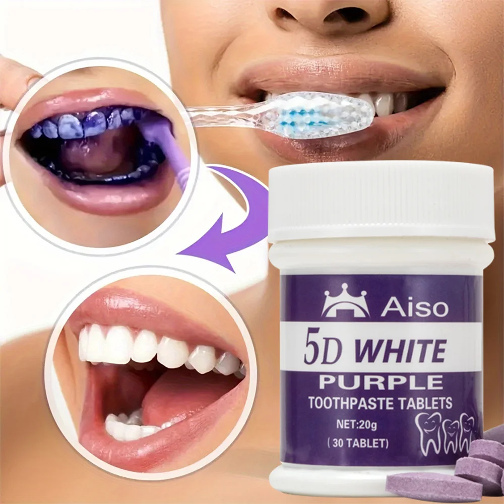 1 Stück 5D Travel Purple Whitening Zahnpasta Kautabletten, praktische Zahnpasta, frischer Atem, unverzichtbar für Reisen, nicht schlucken Image