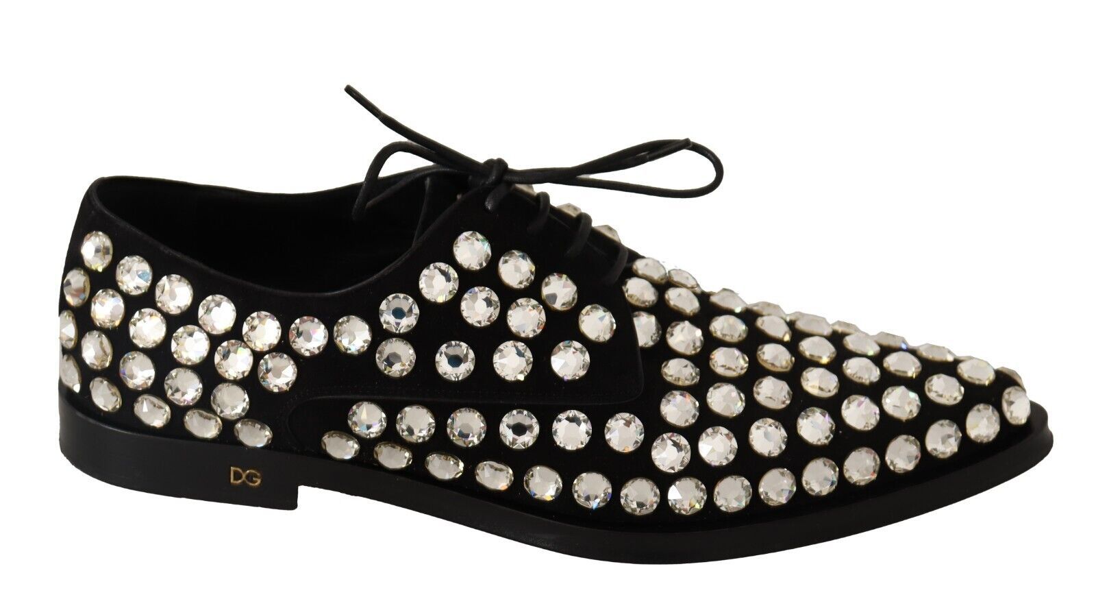 Dolce & Gabbana Womens Crystal Suede Oxford Shoes - Black Leather - Size 38.5 EU/IT | Dolce & Gabbana Sale | Discount Designer Brands