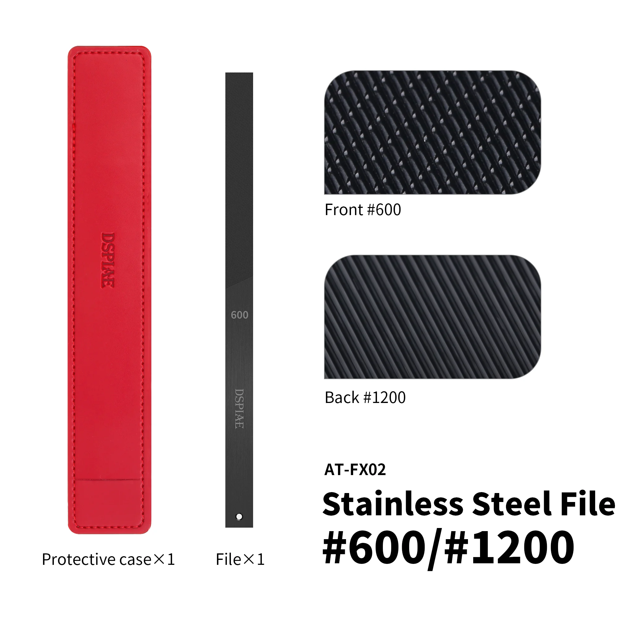 【DSPIAE AT-FX Professional File】DLC-Coated Stainless Steel Double-Sided Grit Mesh for ABS PS Resin Model Sanding Hobby Tool