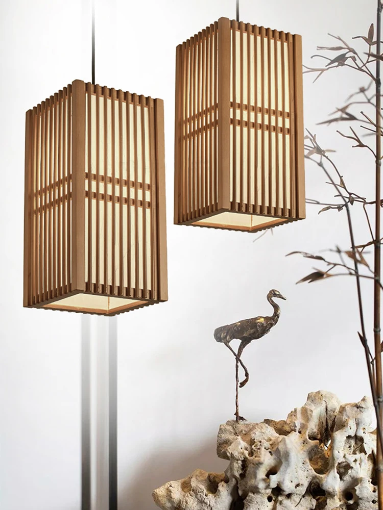 Loft Vintage japanische Pendel leuchte Korridor Korridor Bar Restaurant Südost asiatische Zen Holz Pendel leuchte Villa dekorative Licht