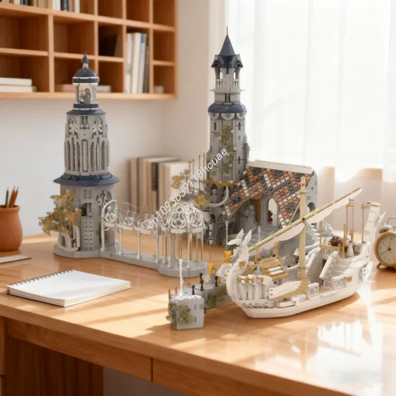 5721 stücke MOC Grau Havens Hobbit Und Herr Modell Bausteine Architektur Spielzeug Montieren DIY Ziegel Kinder Weihnachten Geschenke Geburtstag Image