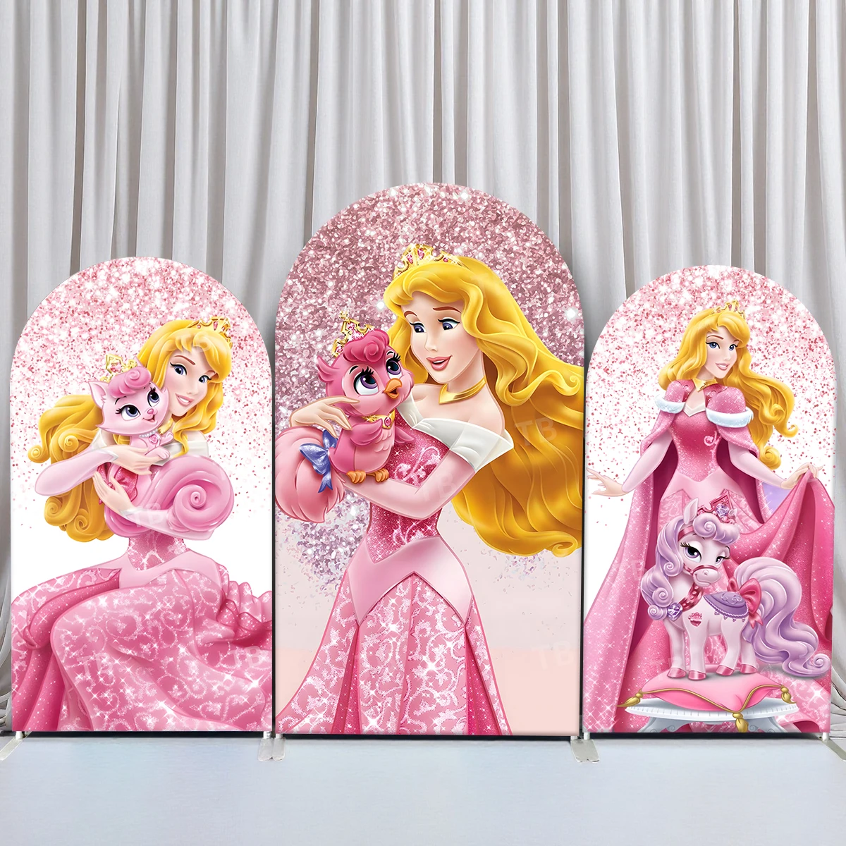 TB Disney Dornröschen Prinzessin Aurora Bogen Hintergrund Abdeckung Mädchen Geburtstag Party Baby Dusche Foto Hintergrund Dekoration Image