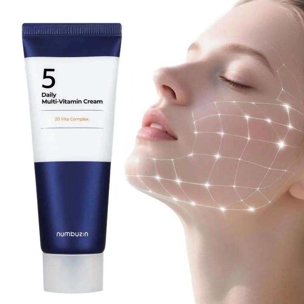 Numbuzin Daily Multi-Vitamin-Gesichtscreme, feuchtigkeitsspendend, verjüngend, Anti-Falten-Pflege für trockene Haut, Multi-Action-Reparaturcreme, 60 ml Image