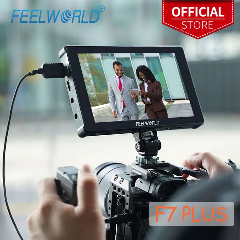 FEELWORLD 7 Zoll F7 PLUS 1200nit 4K HDMI DSLR-Kamera mit hoher Helligkeit, Feldmonitor, Touchscreen mit externem F970-Stromversorgung für Film Image