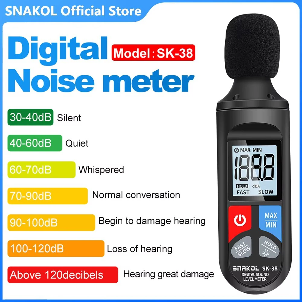 Digitaler Schallpegelmesser Audiopegelmesser Sonometro Schallmesser Decibelimetro 30-130dB Dezibelmeter Tragbares Geräuschmessgerät Image