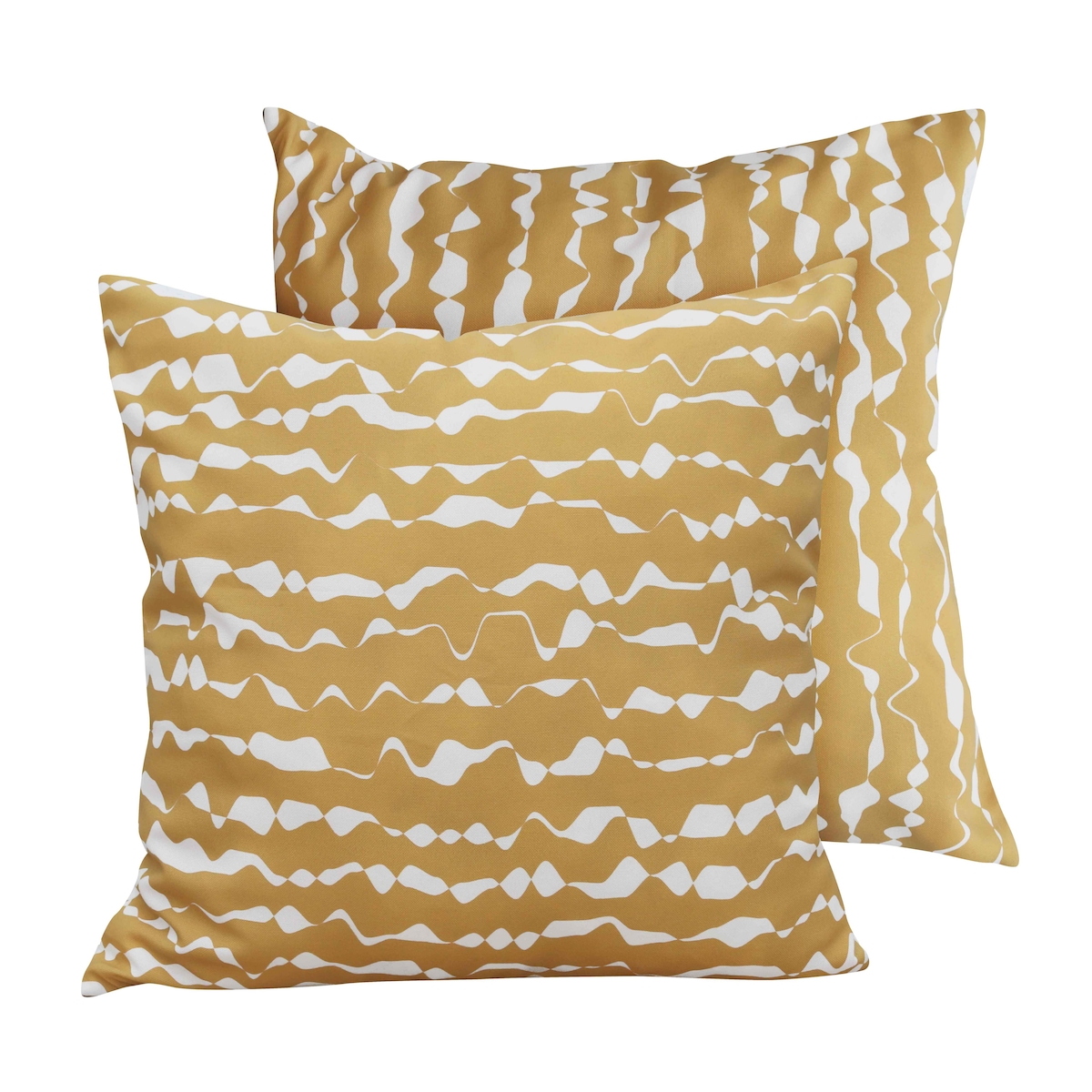 Oviala Business Set mit 2 quadratischen Polyesterkissen 45x45x8 cm ecru und ocker Image