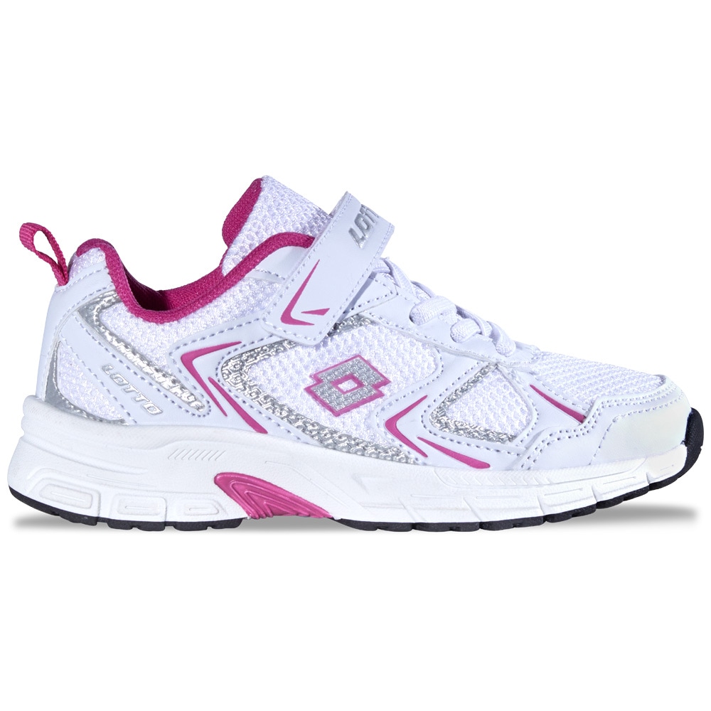 Sneaker LOTTO, Kinder, Gr. 33, weiß, pink, Kunstfaser, Synthetik, Schuhe Sneaker, - ohne Schnüren: mit Elastiksenkeln