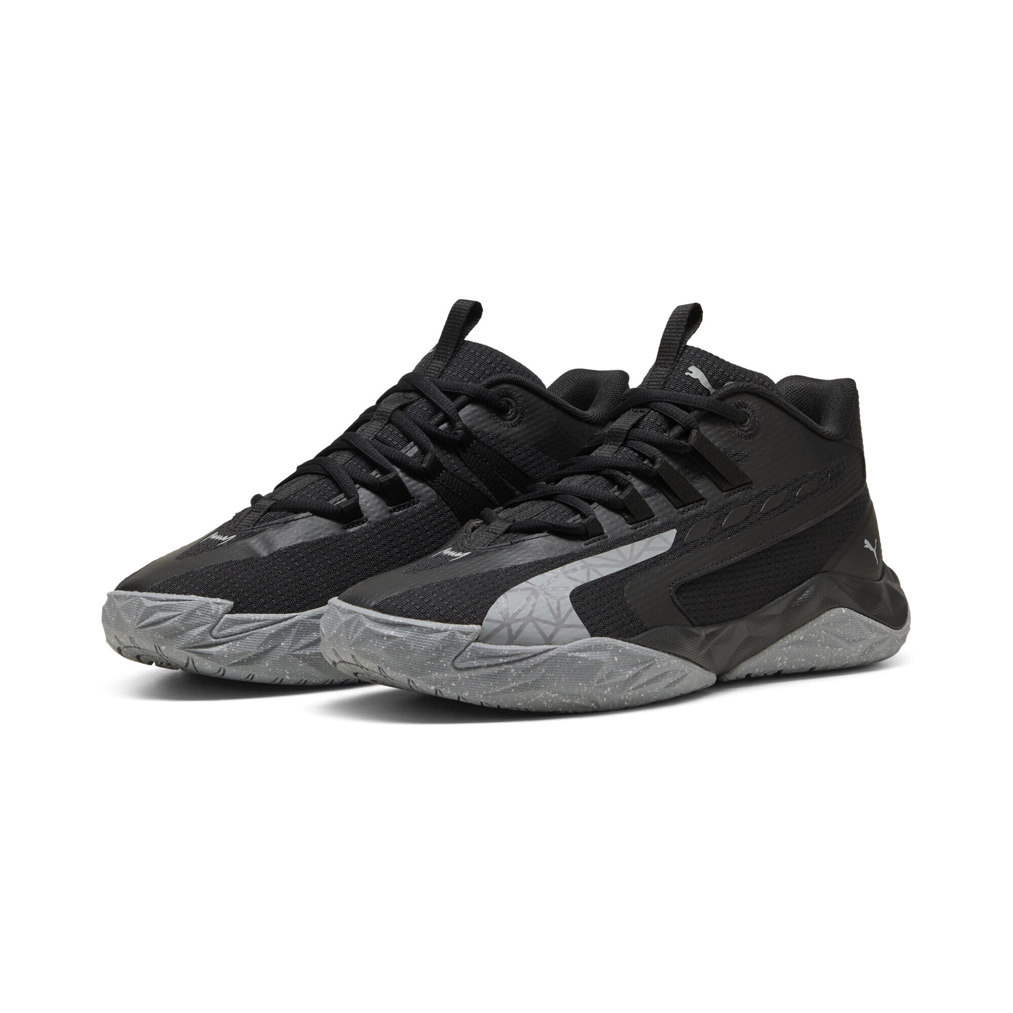 Basketballschuh PUMA "Dagger 2 Mid Basketballschuhe Erwachsene", Gr. 47, schwarz cool mid gray, Obermaterial: Synthetik, Textil; Futter: Textil; Innensohle: Textil; Laufsohle: Gummi, Synthetik, Schuhe