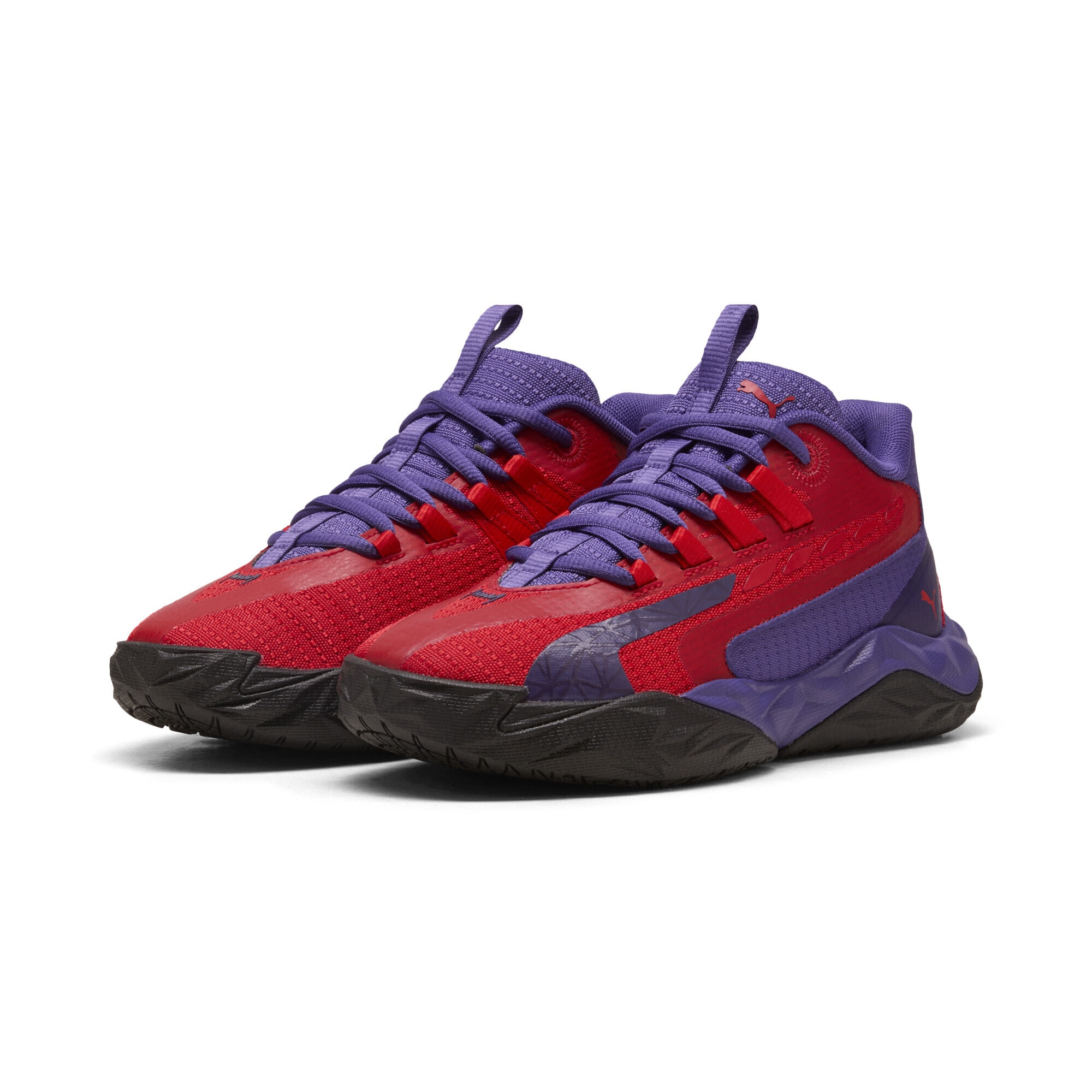 Basketballschuh PUMA "Dagger 2 Mid Basketballschuhe Jugendliche", Kinder, Gr. 38,5, team violet for all time rot schwarz lila, Obermaterial: Synthetik, Textil; Futter: Textil; Innensohle: Textil; Laufsohle: Gummi, Synthetik, Schuhe
