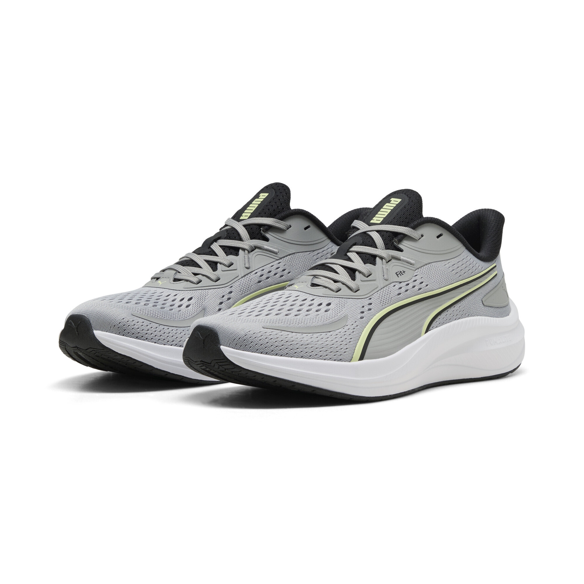 Trainingsschuh PUMA "Skyrocket Lite 2 Laufschuhe Erwachsene", Damen, Gr. 44, gray echo weiß apple spritz grün, Obermaterial: Synthetik, Textil; Futter: Textil; Innensohle: Textil; Laufsohle: Synthetik, Gummi, Schuhe
