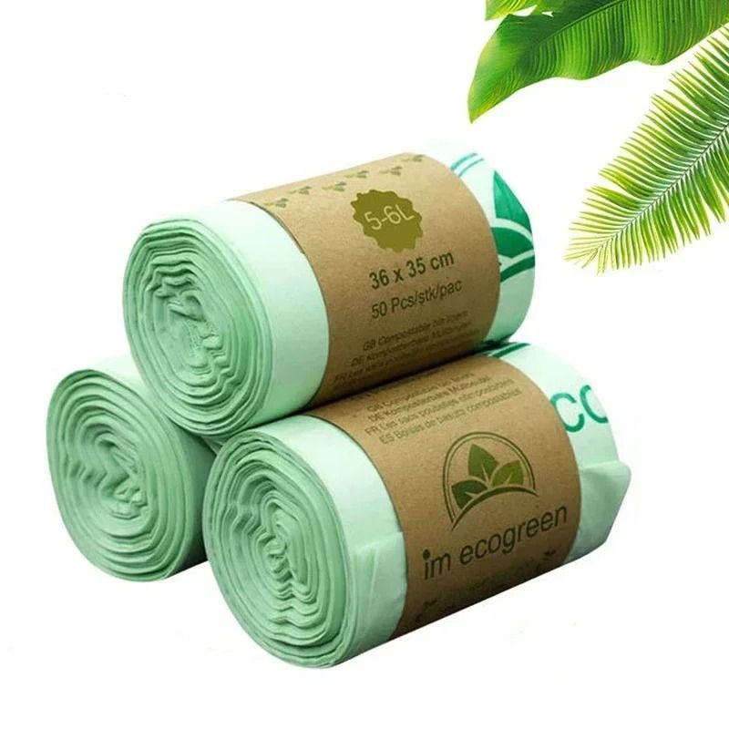 Biodegradable Compostable Trash Bags For Kitchen Household Use 10 L 43x46 Cm