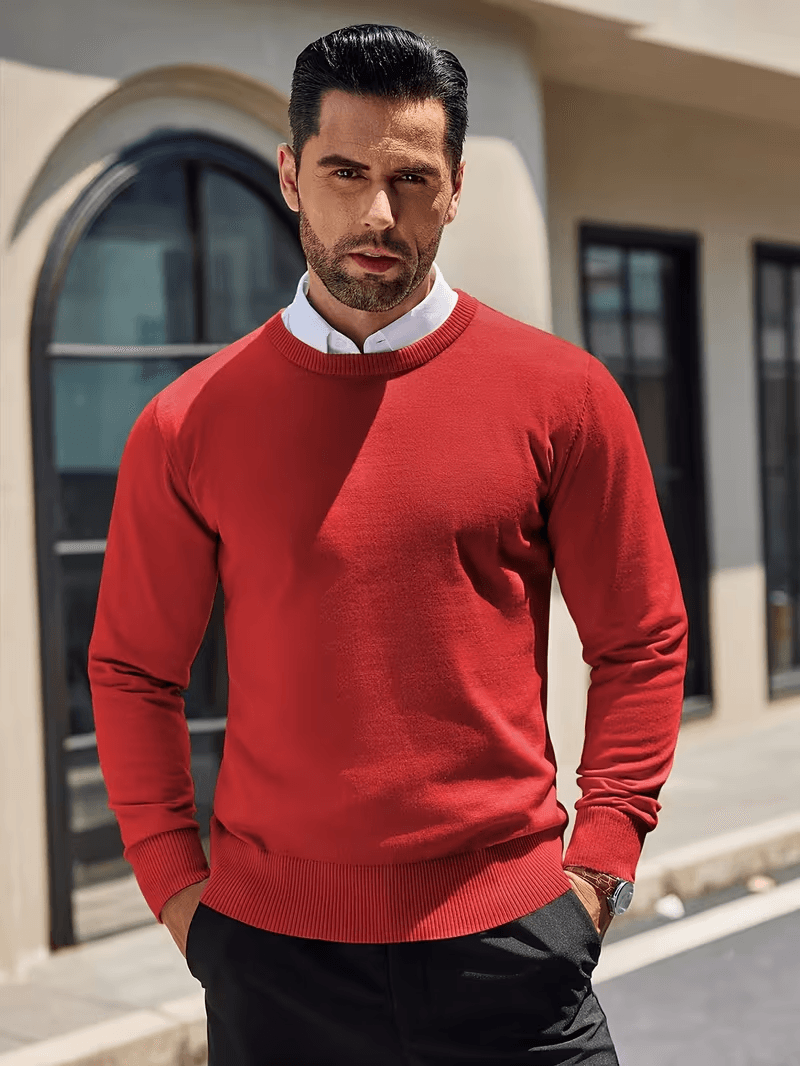 Men's O Neck Knit Sweater For Winter Warmth, Soft Comfort & Clean Style blue 2xl