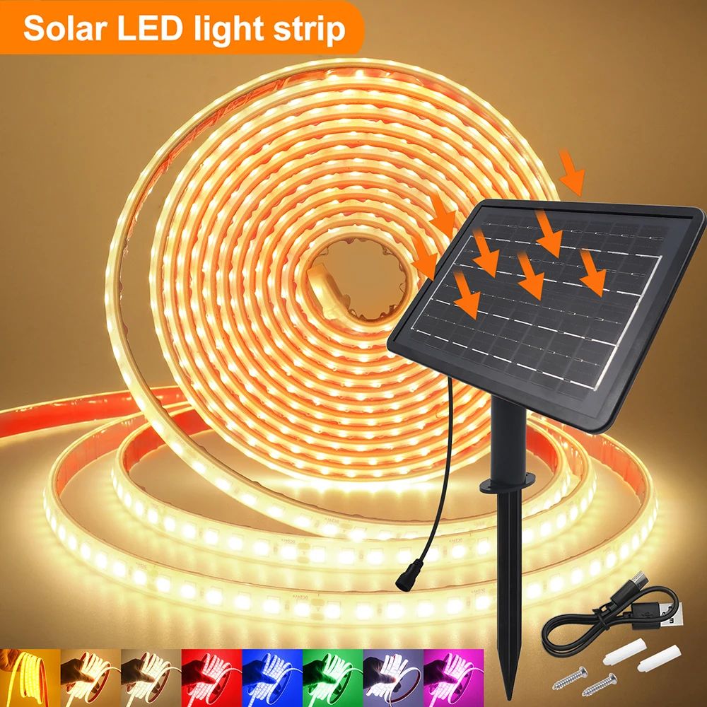 Solar Waterproof LED Light Strip 24V IP68 Outdoor Garden & Party Lighting led Strip Light With Solar Pan blue 7m
