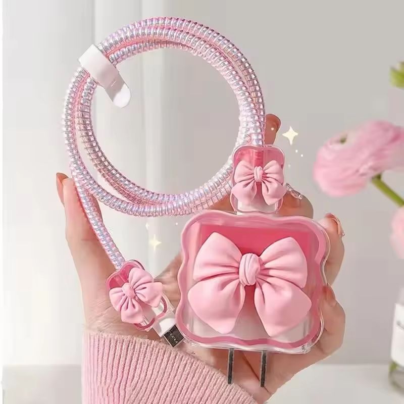 3D Silicone IPhone Charger Protection Case With Cable Guard green