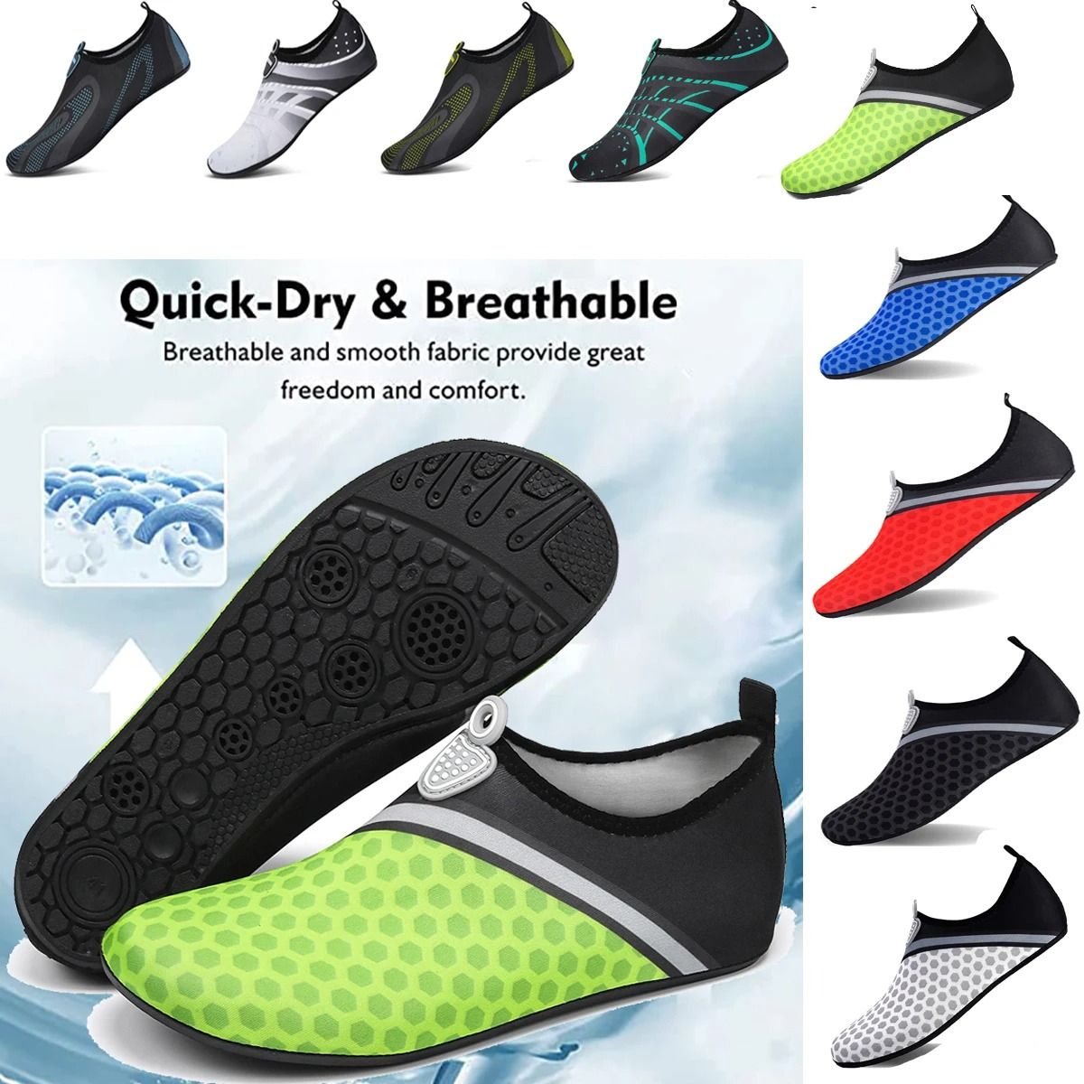 Unisex Water Shoes Quick Dry Non Slip Beach Swim And Aqua Footwear army Green us 8.5