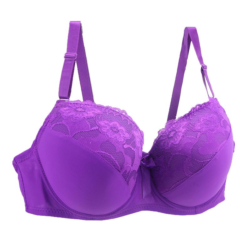 Sexy Lace Bras, Push Up Brassiere For Women, Floral Underwire Lingerie, Ladies Massage Bra purple 105e