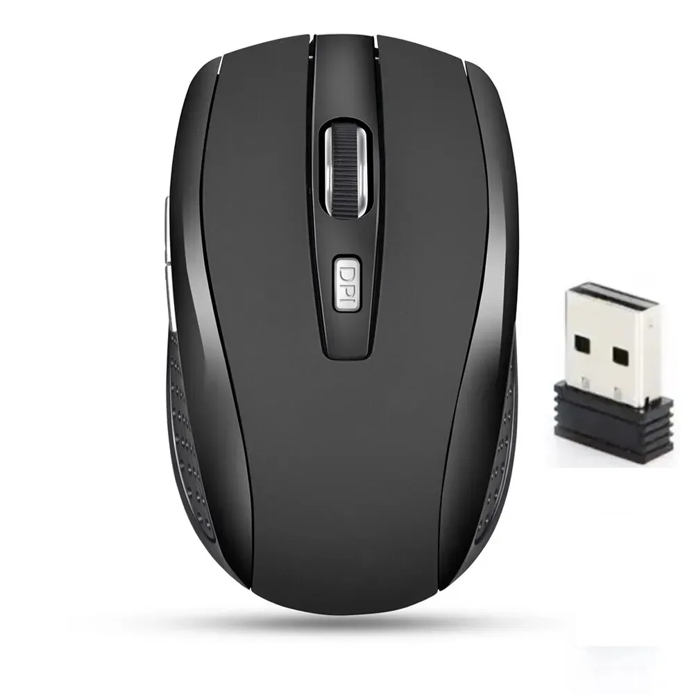 Adjustable Wireless Computer Mouse With USB Receiver, Optical Gaming Mouse For PC Accessories black