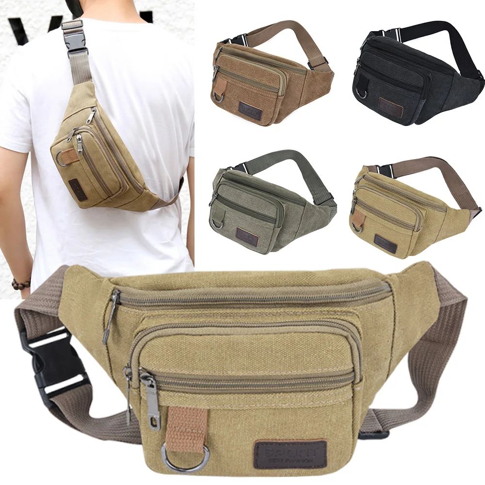 Canvas Tactical Crossbody Waist Bag black