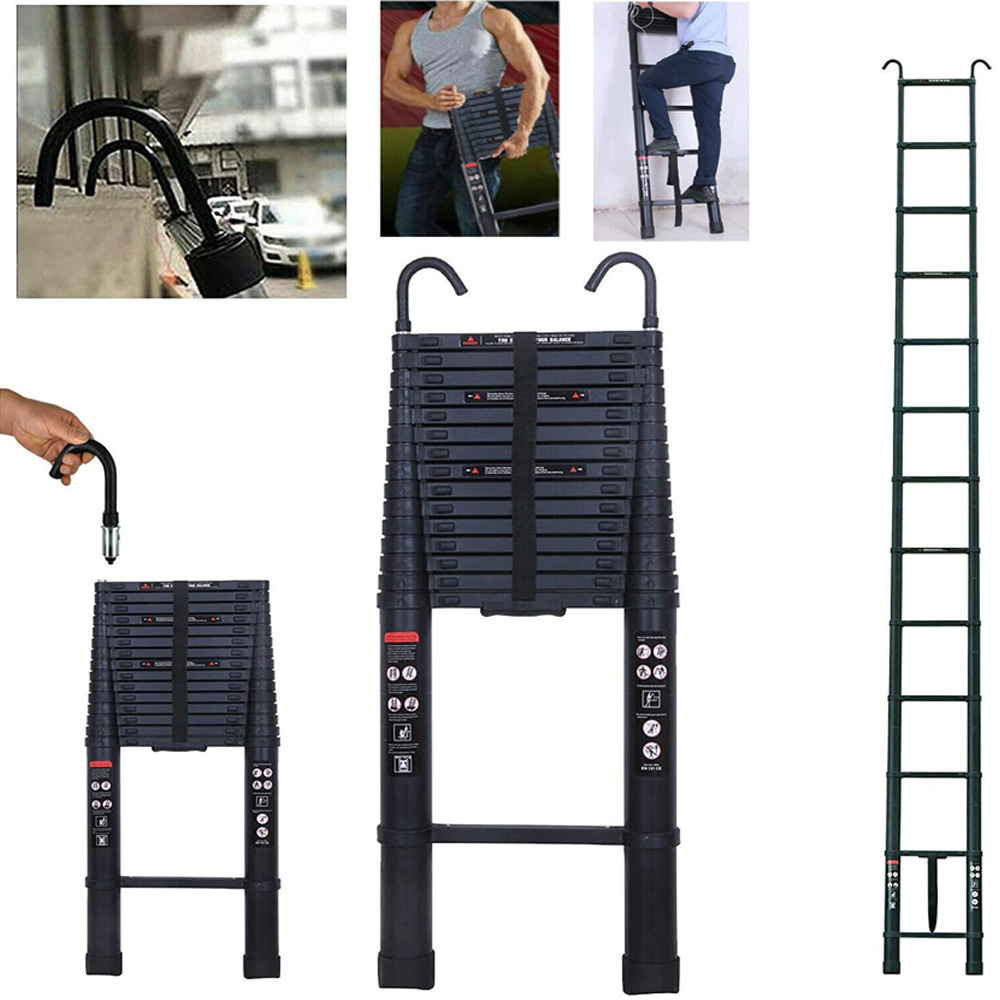Aluminum Extending Roof Ladder, Heavy Duty Telescopic Ladders With Hooks, Indoor Outdoor Multi Purpose Ladder united States