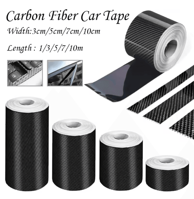 CarbonShield 3D Carbon Fiber Car Door Sill And Bumper Protector Stickers h 1m