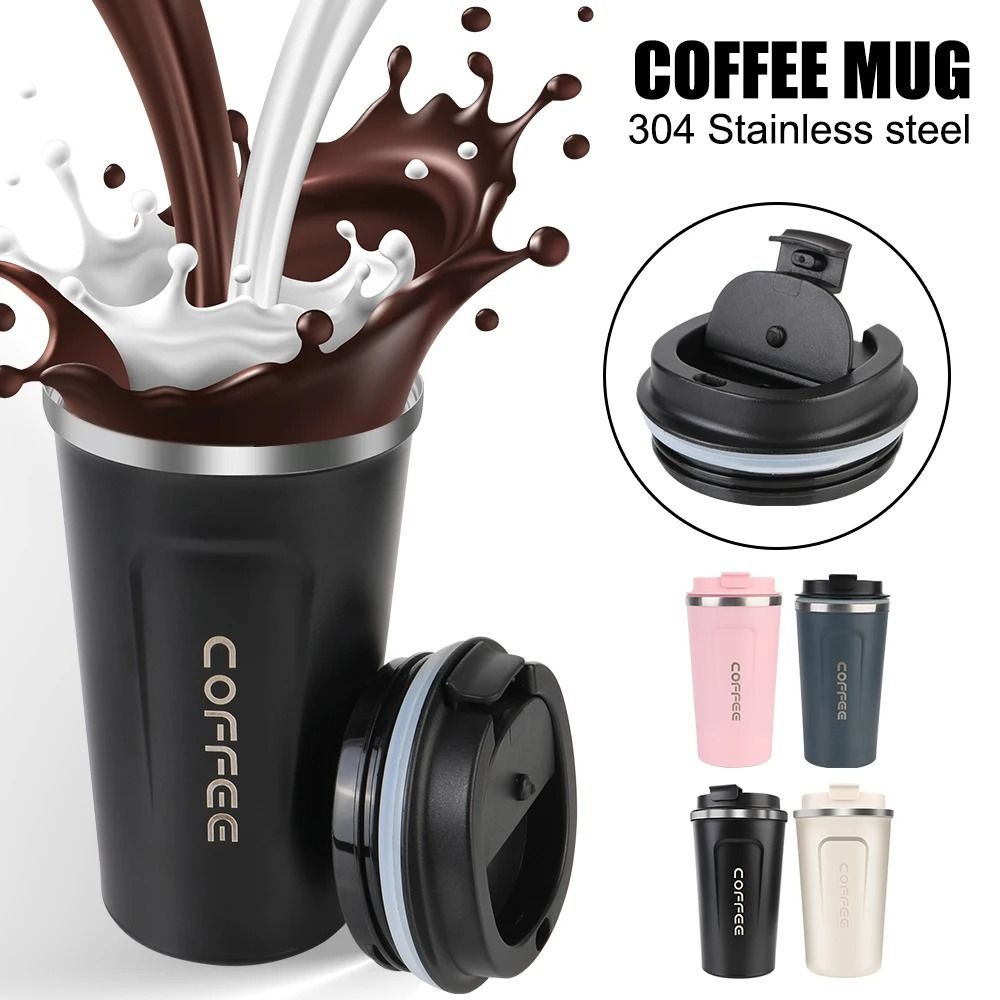 Stainless Steel Travel Thermos Mug Leak Proof Double Wall Coffee Cup 380 ML 510 ML white 510 Ml