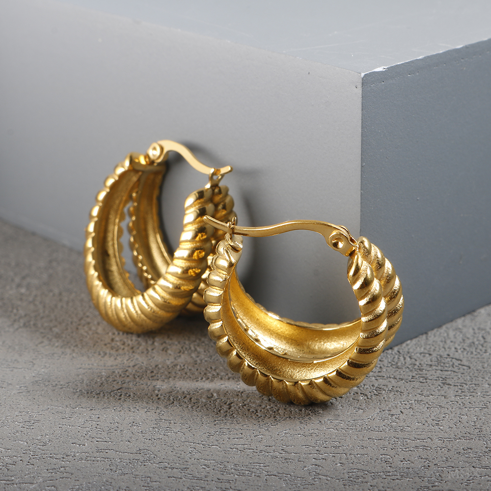 Hoop Earrings For Women, Trendy Golden Stainless Steel, Elegant Jewellery For Women, New Fashion Earrings gold 1