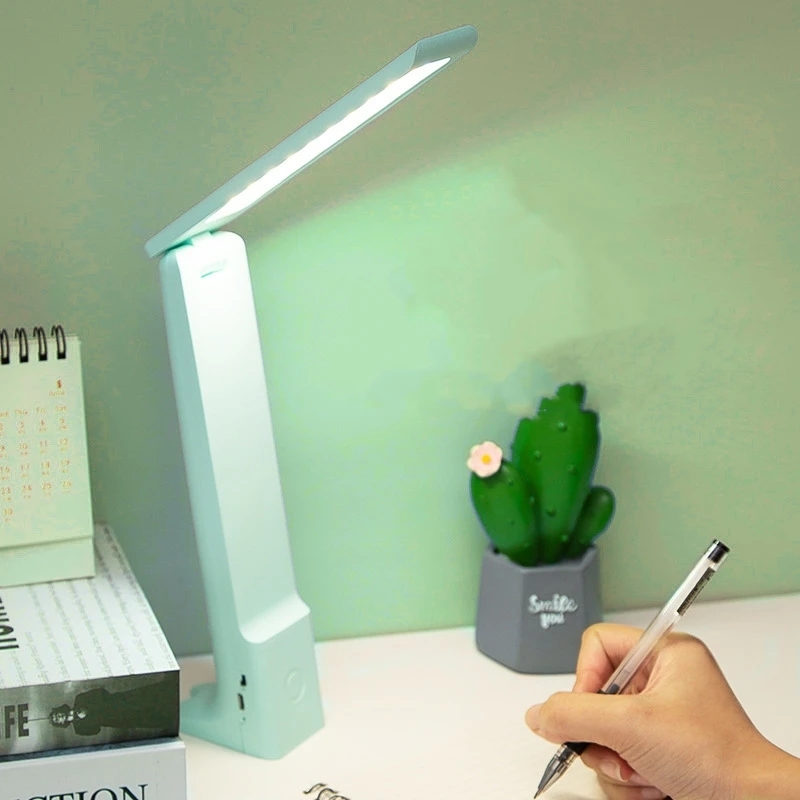 LED Folding Desk Lamp With USB Charging, Touch Control, Dimmable Eye Protection, Perfect For Reading And Study In Office green Charging