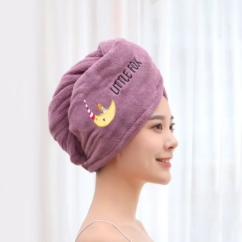Soft Microfiber Towels For Women, Shower Cap Towel, Dry Hair Cap Quick Drying, Bath Hats For Lady purple