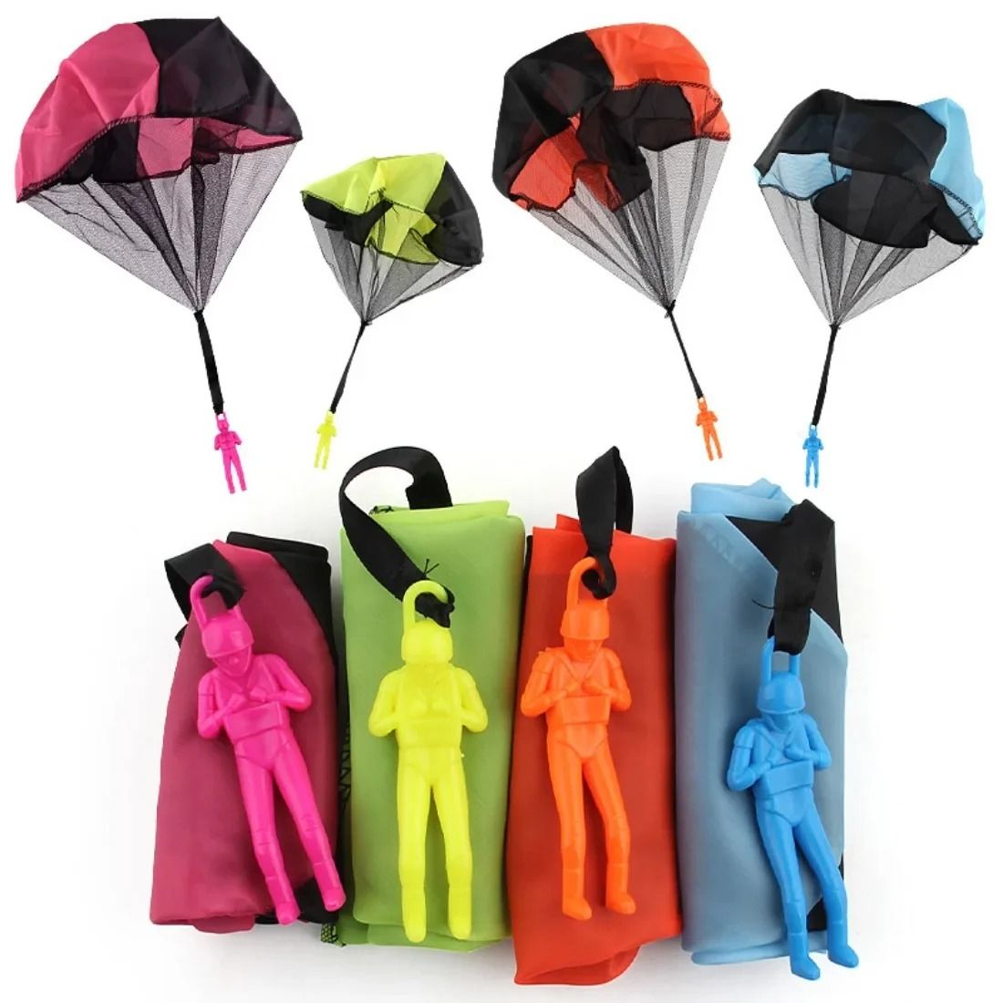 Outdoor Childrens Paratrooper Toy Educational Flying Sport Hand Throwing Mini Soldier Parachute 4 Pcs