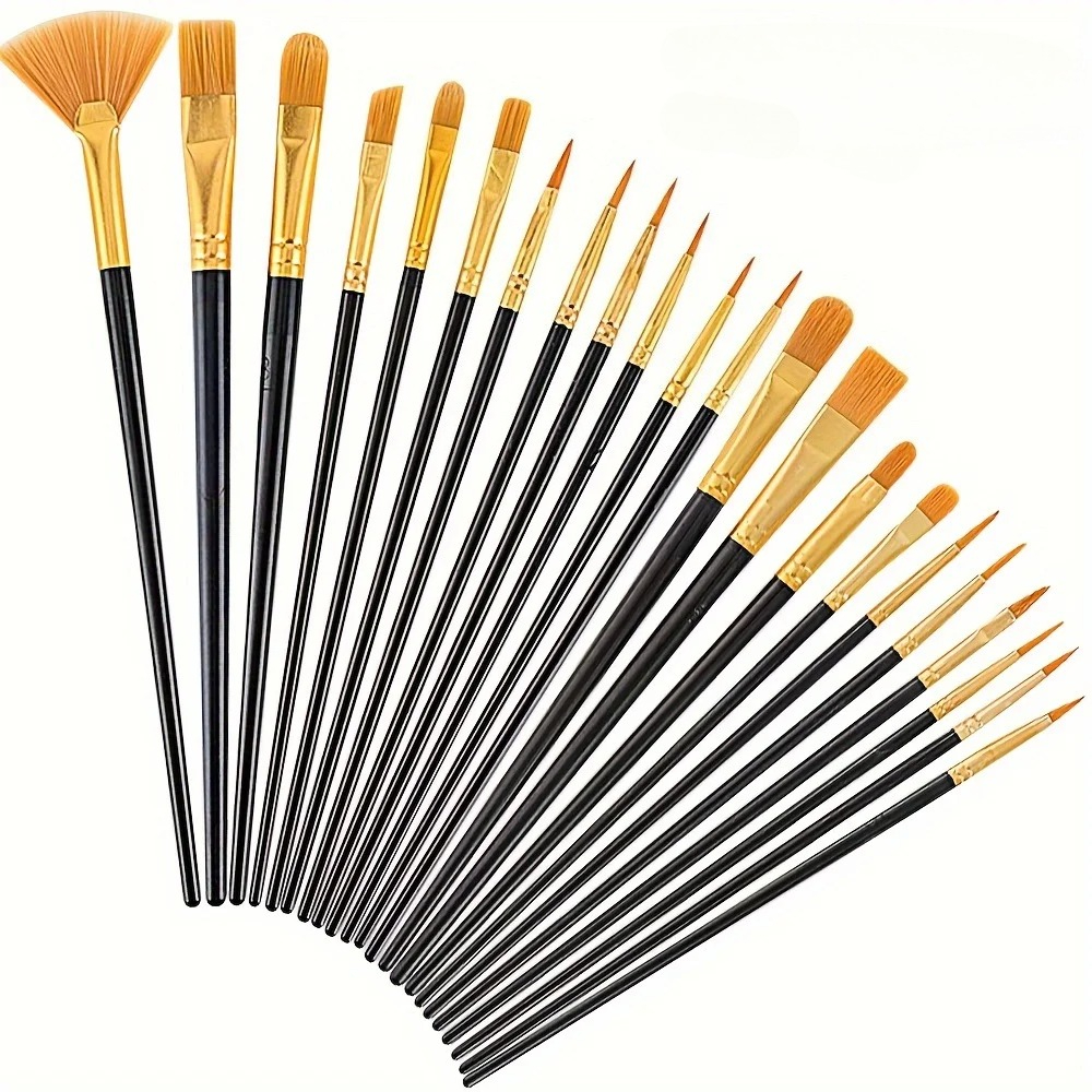 Brush Set For Acrylic, Watercolor, Oil Painting, Plastic Brushes For Canvas, Fabric, Paper Craft Supplies 22pcs