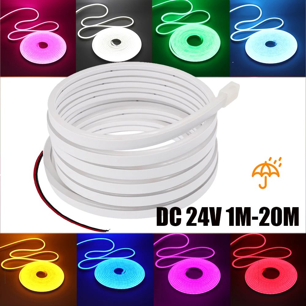 24V IP67 Waterproof Neon LED Strip Light (120M) Silicone Neon Rope For TV Backlight & Home Decor pink 19m