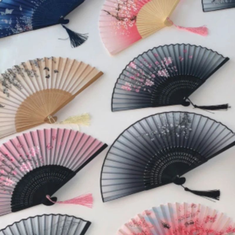 Retro Japanese Folding Fan Elegant Japanese Folding Fan For Women, Dance & Home Decor blue Butterfly
